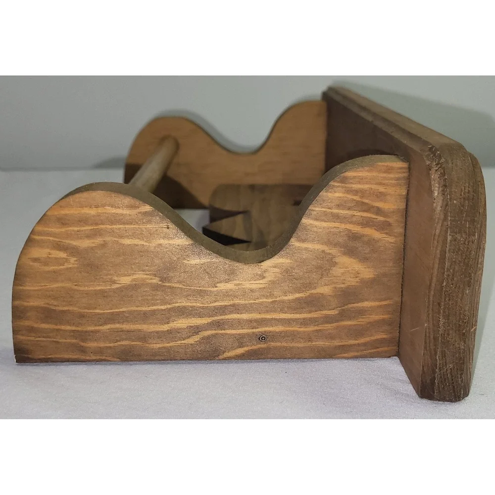 Vintage Wooden Heart Wall Shelf Towel Bar Medium Brown Country Farmhouse Rustic